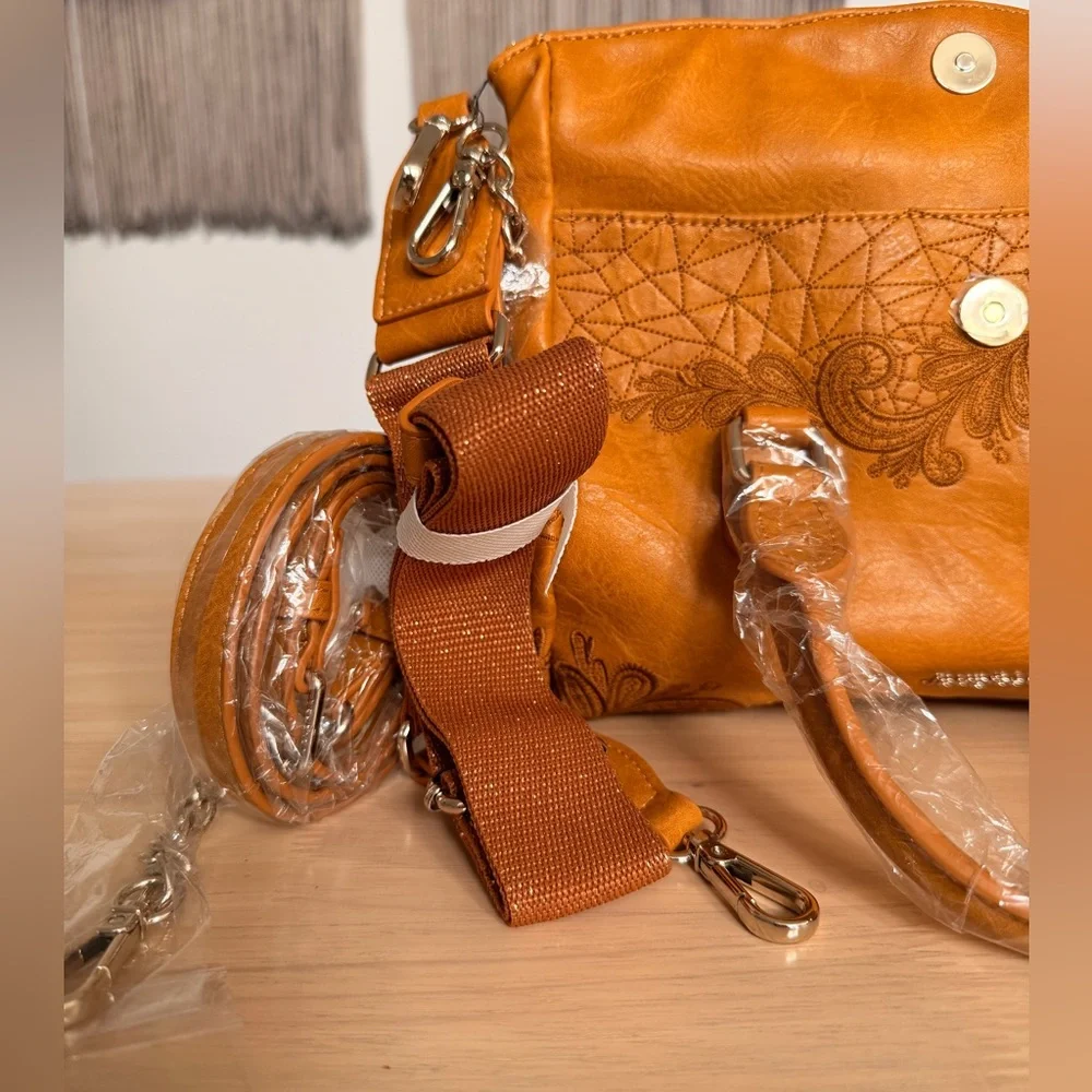 Desigual Martini Loverty Mini Satchel Bag Camel brown – NWT - Picture 4 of 8